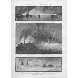  Naval Manoeuvres Belfast Lough Antique Print 1892 Ships 