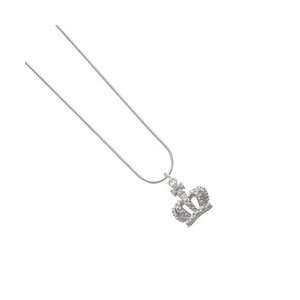 Crown with AB Crystal Snake Chain Charm Necklace Arts 