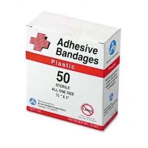 com o Acme United o   Plastic Adhesive Bandages, 3/4 x 3, 50 per Box 