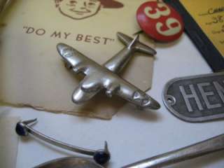   JUNK DRAWER LOT Scouts Airplane Knives Ration Cds Baseball Medal Toys