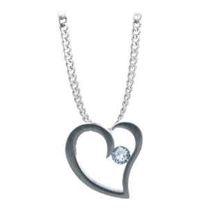   Heart Pendant Single Cubic Zirconia Stone Curb Chain Necklace: Jewelry