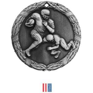 Hasty Awards Custom Football Medals M 300F SILVER MEDAL/FLAG RIBBON 2
