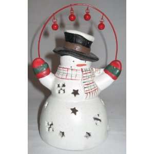  Glittery Snowman Candle Holder 