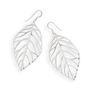  CleverSilvers Large Cut Out Leaf French Wire Earrings 