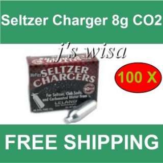 100 LELAND MR FIZZ SELTZER SODA CHARGER 8G 8 GRAM CO2  