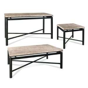  Paloma White Marble Top Cocktail Table Set in Black 