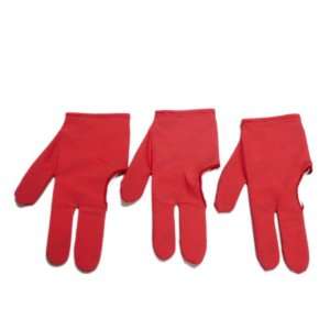 Red Billiards Pool Snooker Cue Shooters 3 Fingers Gloves  