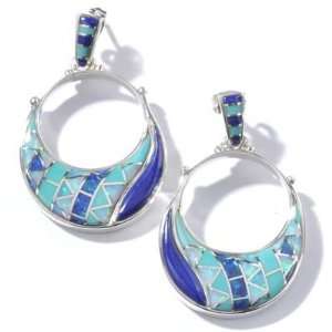  Sterling Silver Lapis, Opal & Turquoise Earrings Jewelry