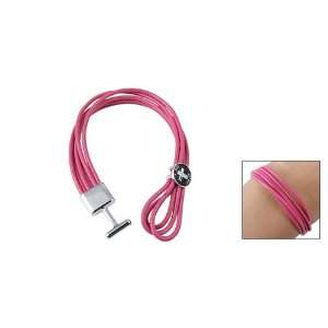    Medium Pink String Faux Leather Ladies Bracelet Hand Chain Jewelry