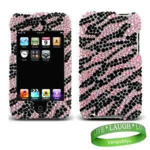 Sparkling jeweled Pink & Black Zebra Apple ipod iTouch 2nd 