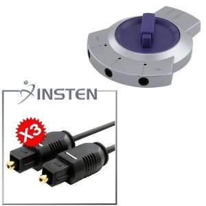  TOSLink 3 way Switch/Splitter+3 x Insten Optical Cable 