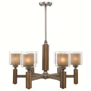   Light Chandelier Mahogany Steel Wash W28.5 X H20