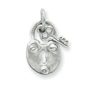  925 Sterling Silver Lock & Key Charm Pendant: Jewelry