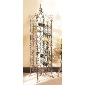  60 Old World Statuesque 30 Bottle Iron Wine Rack with 