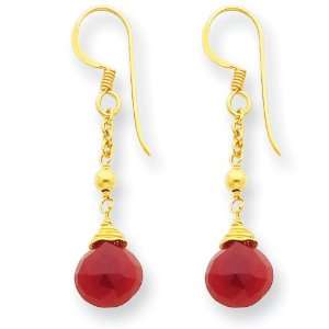  Sterling Silver & Vermeil Chalcedony Red Earrings Jewelry