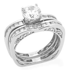  Sterling Silver Engagement Ring Wedding Ring 1.2ctw Cubic 