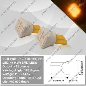 Hi Intensity 120° LED Bulbs (4x0.2W)   168/194/921/T10 Type, Amber 