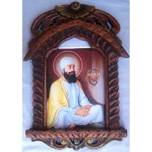  Guru Govind Singh doing mediatation poster in wood craft 