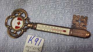 Brass Montreal souvenir key to city thermometer (ref#K91)  