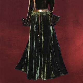 Mittelalter Kleidung Damen Rock, Samtoptik dunkelgrün  