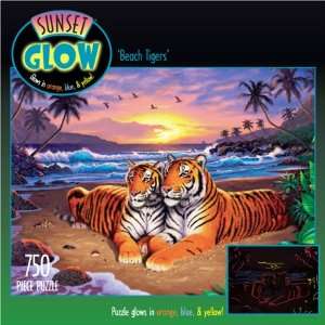  Sunset Glow Beach Tigers 750pc Jigsaw Puzzle Toys & Games