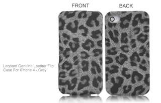 Designer Luxus Leopard Genuine Leder Klapp Tasche Case für iPhone 4S 