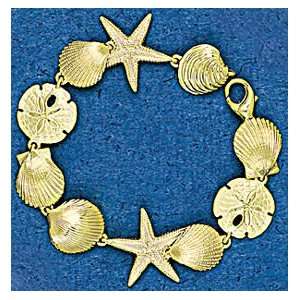   Gold 7 Large Multi Shell with Starfish Bracelet