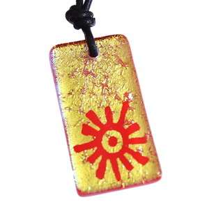 Sun Symbol Rock Art Jewelry Dichroic Glass Pendant  
