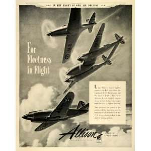  1941 Ad Allison Division General Motors Logo Fighter 