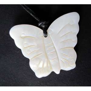  Sea Shell Carved Butterfly Pendant 