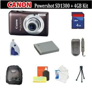 Canon PowerShot SD1300 IS Digital Camera (Brown) (Includes 