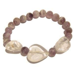   Bracelet 13 Stretch Quartz Heart Purple Crystal Clear Chevron Jewelry