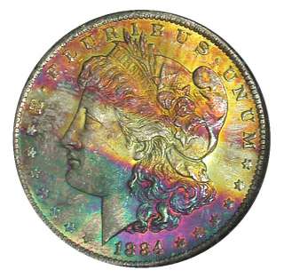 1884 o NGC MS64 Wild Rainbow Toned Morgan Dollar N/R  
