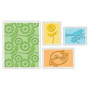 Sizzix Textured Impressions Embossing Folders 4PK   Spring 
