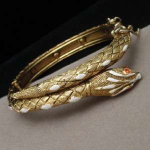 Snake Bracelet Vintage Hinged Enamel ART  