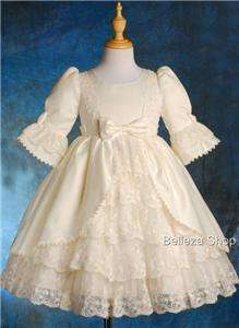 Ivory Flower Girl Wedding Party Victorian Dress SZ 6 7y  