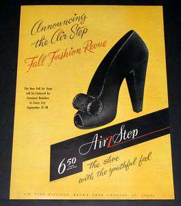   WWII MAGAZINE PRINT AD, AIR STEP SHOES, FALL FASHION REVUE, YOUTHFUL