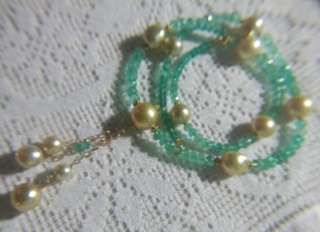 EMERALD & GOLDEN SOUTH SEA PEARL 22kt NECKLACE  