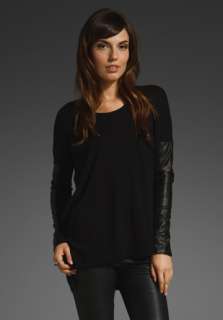 MASON BY MICHELLE MASON Top with Leather Sleeves in Black at Revolve 