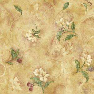 The Wallpaper Company 56 sq.ft. Mid Tone Floral And Berry Scroll 