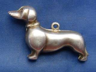 Vintage English Silver Dachshund Dog Charm marked CHIM w/ full 