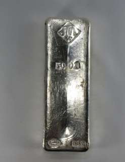 Johnson Matthey 50oz silver bullion bar early pour type  