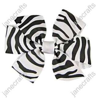 30 pcs Gorgeous White Black Zebra Daily Baby Girl Hair Bows Wholesale 