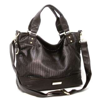 New Black Victoria Perforated Leather Shoulder Bag Hobo Satchel Tote 