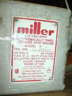 Miller Model 11 electronically timed 115 volt spot welder  