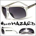 Biohazard Fashion Aviators Designer Sunglasses White