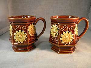   Set of 2 Yellow Flower Japan Kitchen Coffee Mugs Tea Cups Lot So Cool