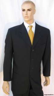 Calvin Klein Collection $2195 Mens Suit 42 L 42L Black Pinstripe 