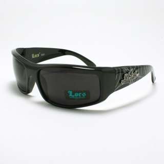 LOCS Cholo Biker Sunglasses Dark BLACK Spider Print  