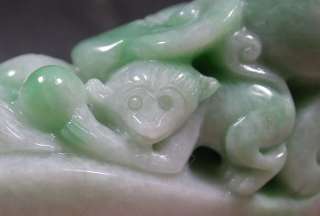  Natural A Jade jadeite Display Dragon Monkey Ruyi Peach 340728  